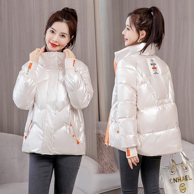 New Women's Winter Jacket Glossy Parka Stand Callor Down Cotton Jacket Warm Casual Cotton Padded Parkas Snow Wear Coat