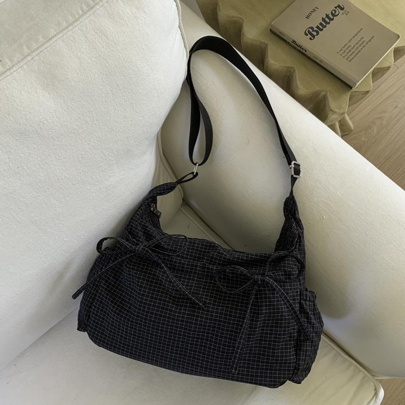 Korean Large Capacity Crossbody Bags for Women Versatile Ladies Multi-pocket Shoulder Bag Solid Color Bow Female Handbag Tote
