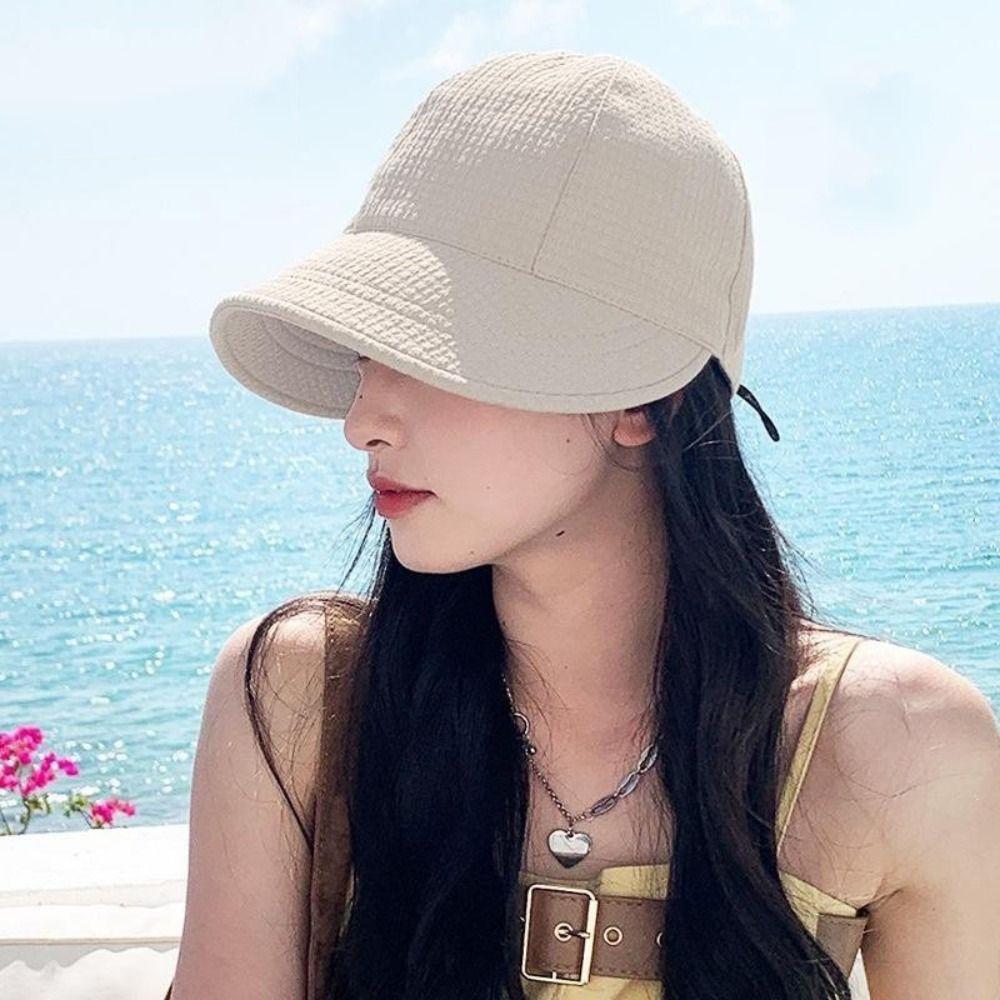 Quick-drying Waffle Beach Cap Solid Color Wide Brim Sun Hat Simple Waffle Bucket Hat  Male
