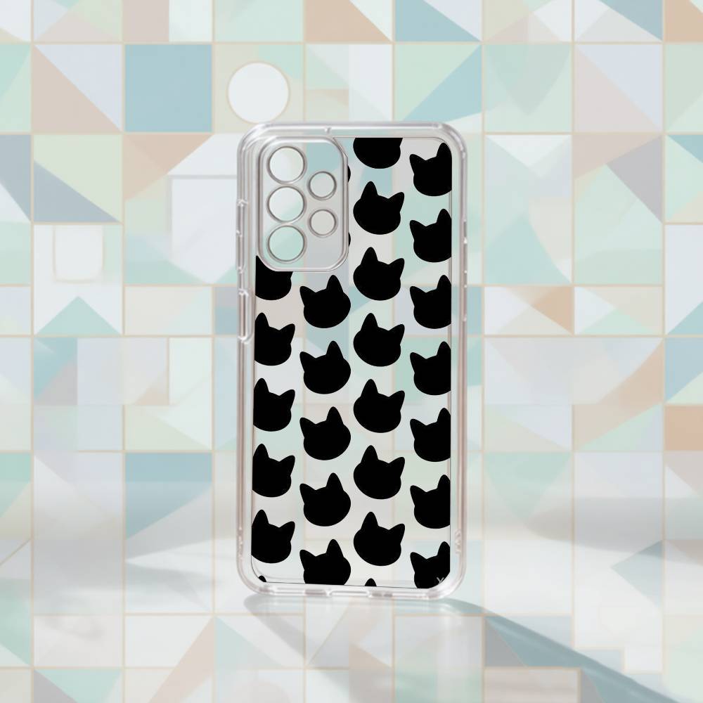 Cute kitten P-pattern patchwork  Phone Case Transparent Silicone Soft For Samsung S25,S24,S21,S22,S23,S30,Ultra,S20,Plus,Fe