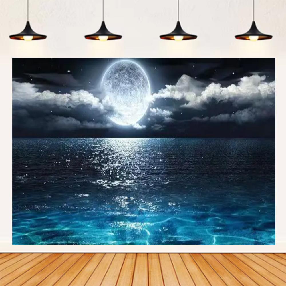 Summer Seaside Beach Theme Background Palm Tree Blue Sky Romantic Sunrise Sea Wave Photography Backdrop Supplies Party Decor
