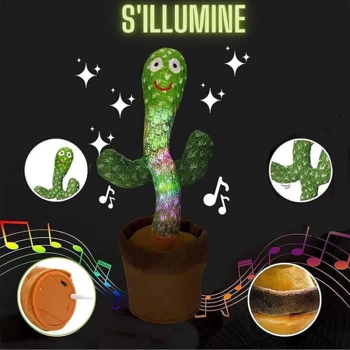 Generic Dancing Cactus That Repeats Records Rechargeable USB Battery 120 Songs Gift Cactus for Children Babies Interactive