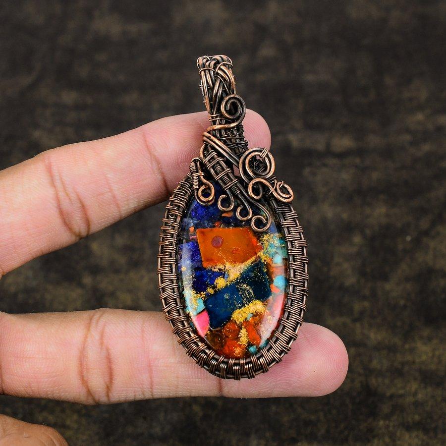 Spiny Oyster Handmade Copper Wire Wrap Jewelry Pendant 2.99" B3v91