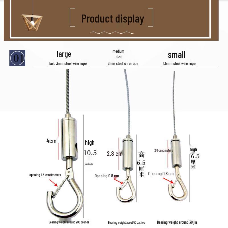 Thickened Stainless Steel Wire Sling with Double Safety Hooks
