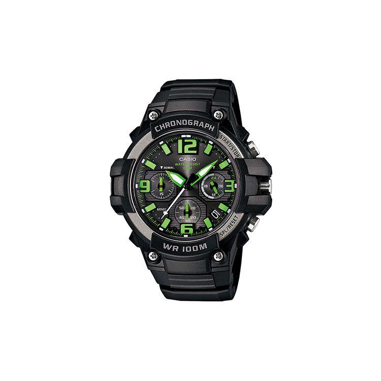 Casio Men's Black Dress Public Pointer Waterproof Sports Quartz Movet Resin Strap Watch Watches Mcw-100H-3Avdf