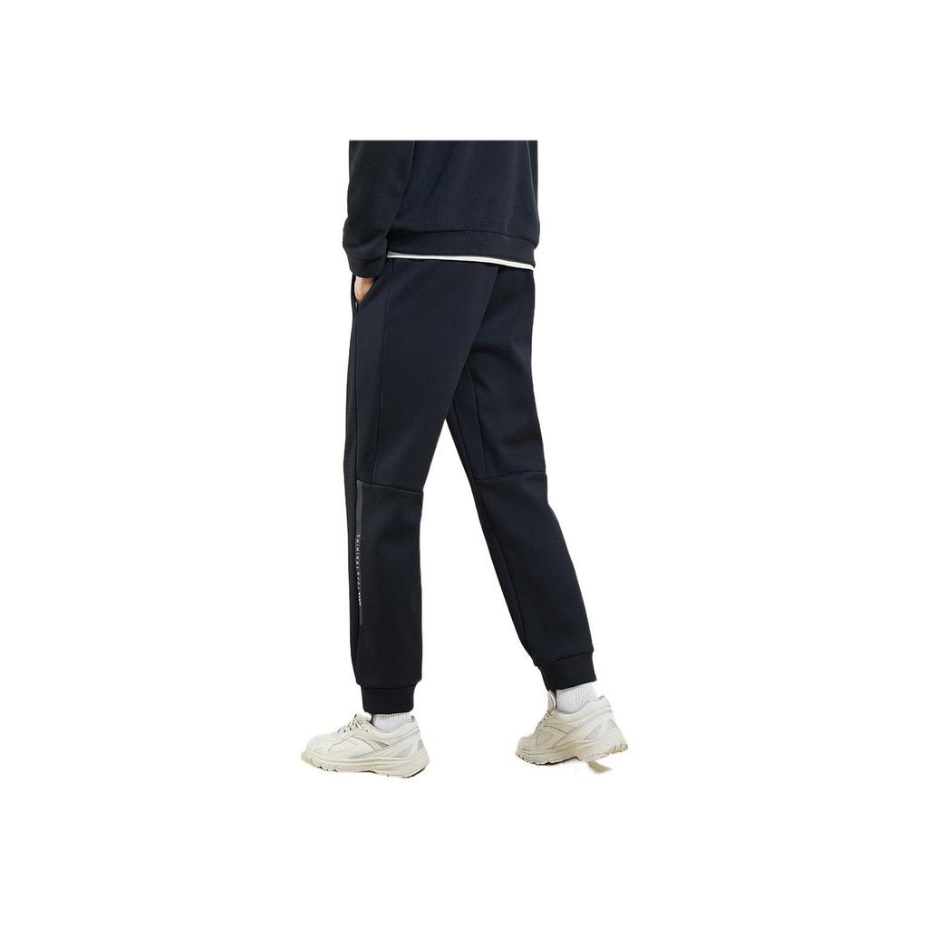 Anta Solid Color Knitted Fleece Sports Pants Men Bottoms Black 152247328-3