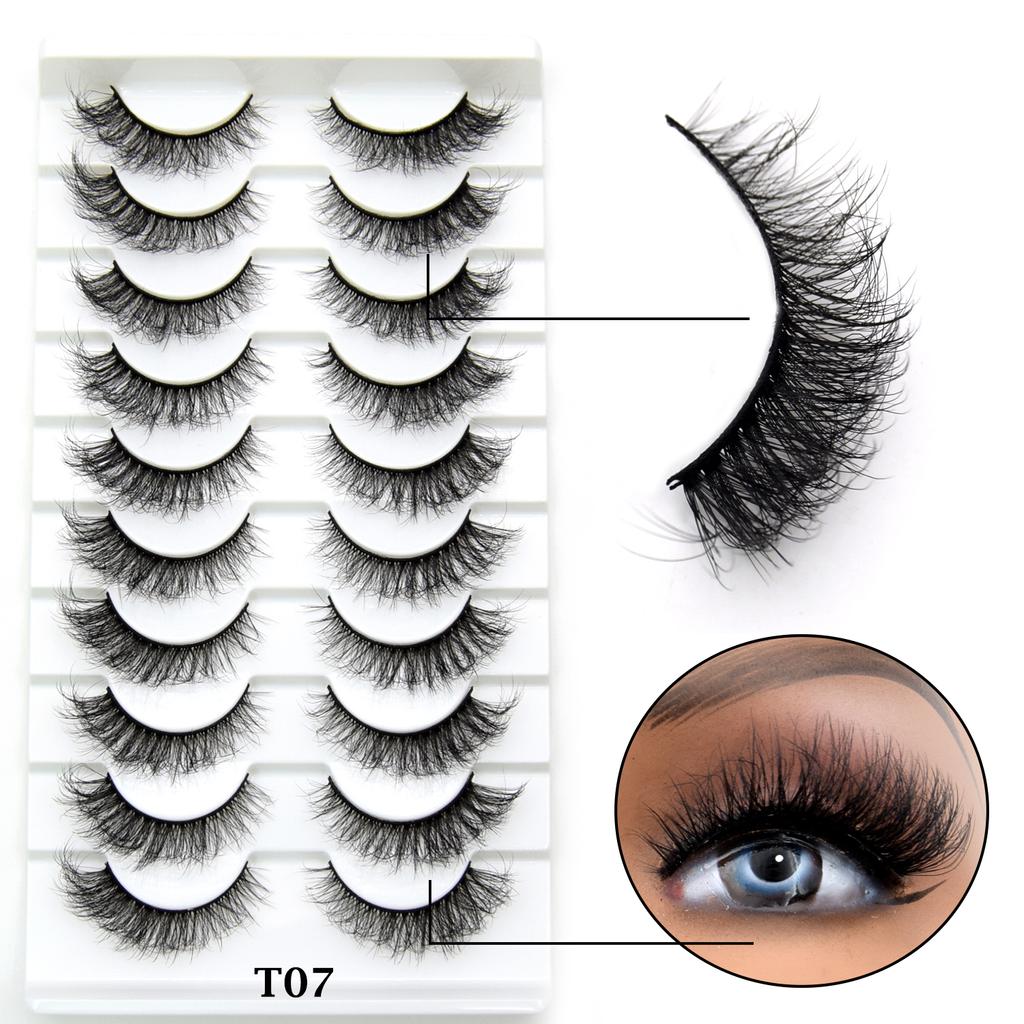 10 Pairs Eyelashes Natural Long 3D Mink Lashes Fluffy Volume Mink False Eyelashes Cruelty Free Wispy Lashes Makeup