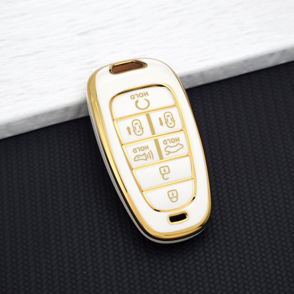 TPU Key Fob Case for Hyundai Sonata/Nexo DN8/Santa Fe TM/Tucson NX4/Staria/Ioniq 7 Buttons Protective Car Key Cover Accessories
