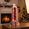 Christmas Themed Wooden Crafts Advent Calendar, Chimney-Shaped 24 Day Countdown Decoration with Santa Claus Decor Figurine for Home