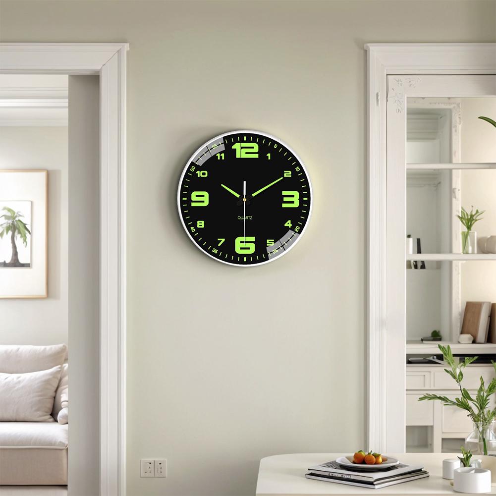 8Inch Glow in The Dark Clocks Battery Operated Silent Non-Ticking Wall Clocks Luminous Wall Clock Decorative for Kitchen Bedroom
