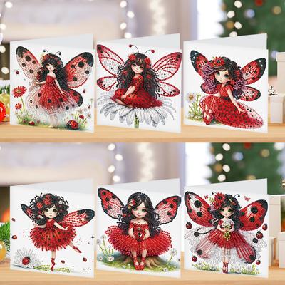 6Pcs Funny Chicken Diamond Handmade Card Rhinestone Painting Card Kit Diamond Painting Greeting Card for Holiday Party Favors