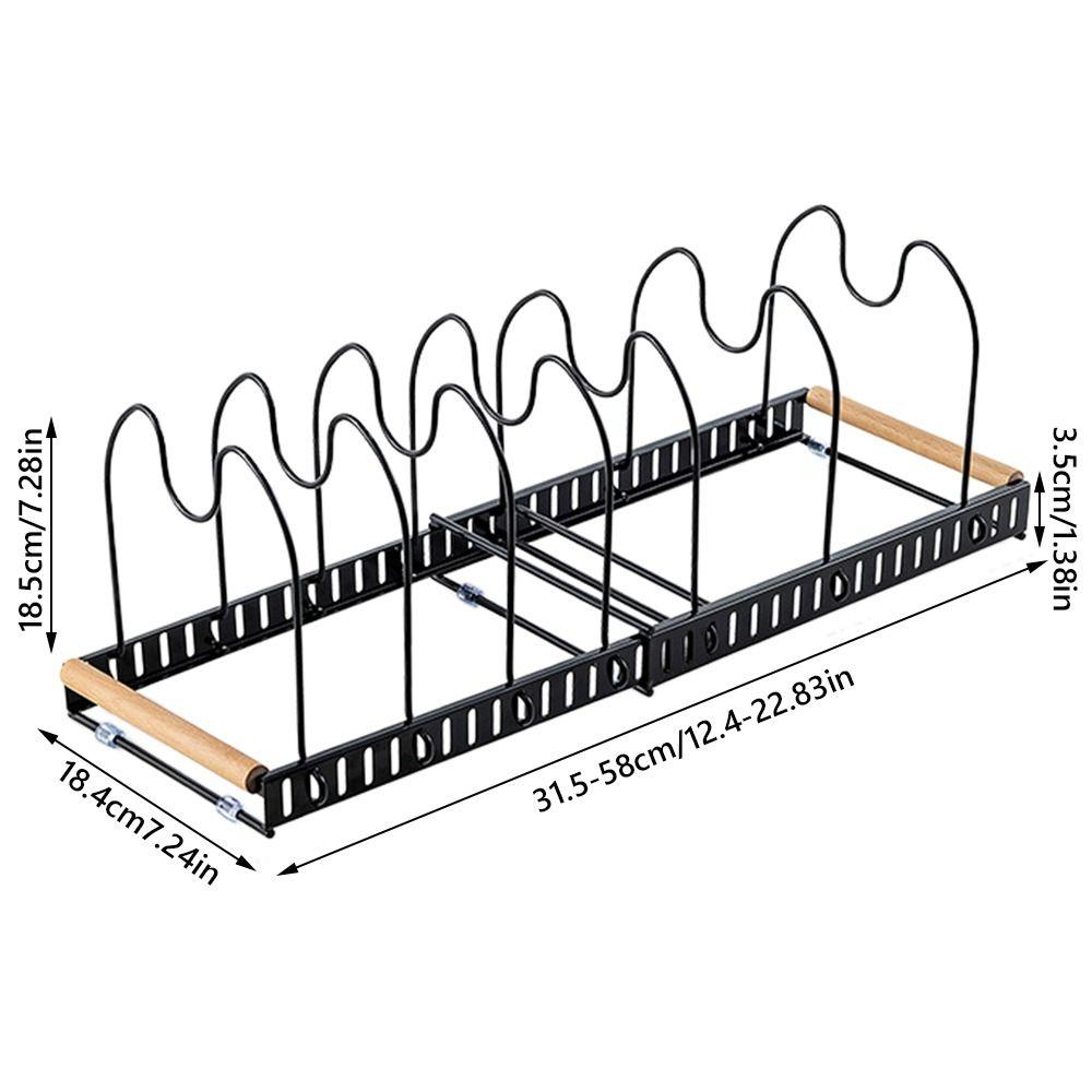 Adjustable Length Kitchen Racks Organizer Expandable Pot Lid Holder Pot Lid Rack  Cooking Space
