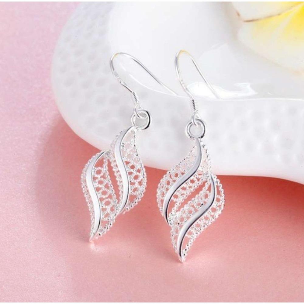 925 Sterling Silver Geometric Hollow Earrings for Women Elegant Dangle Hook Earrings Fashion Jewelry