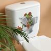 Goofy Frog Reading Newspaper Toilet Stickers Funny and Waterproof Decals for Bathroom and Kids Bathroom Decor