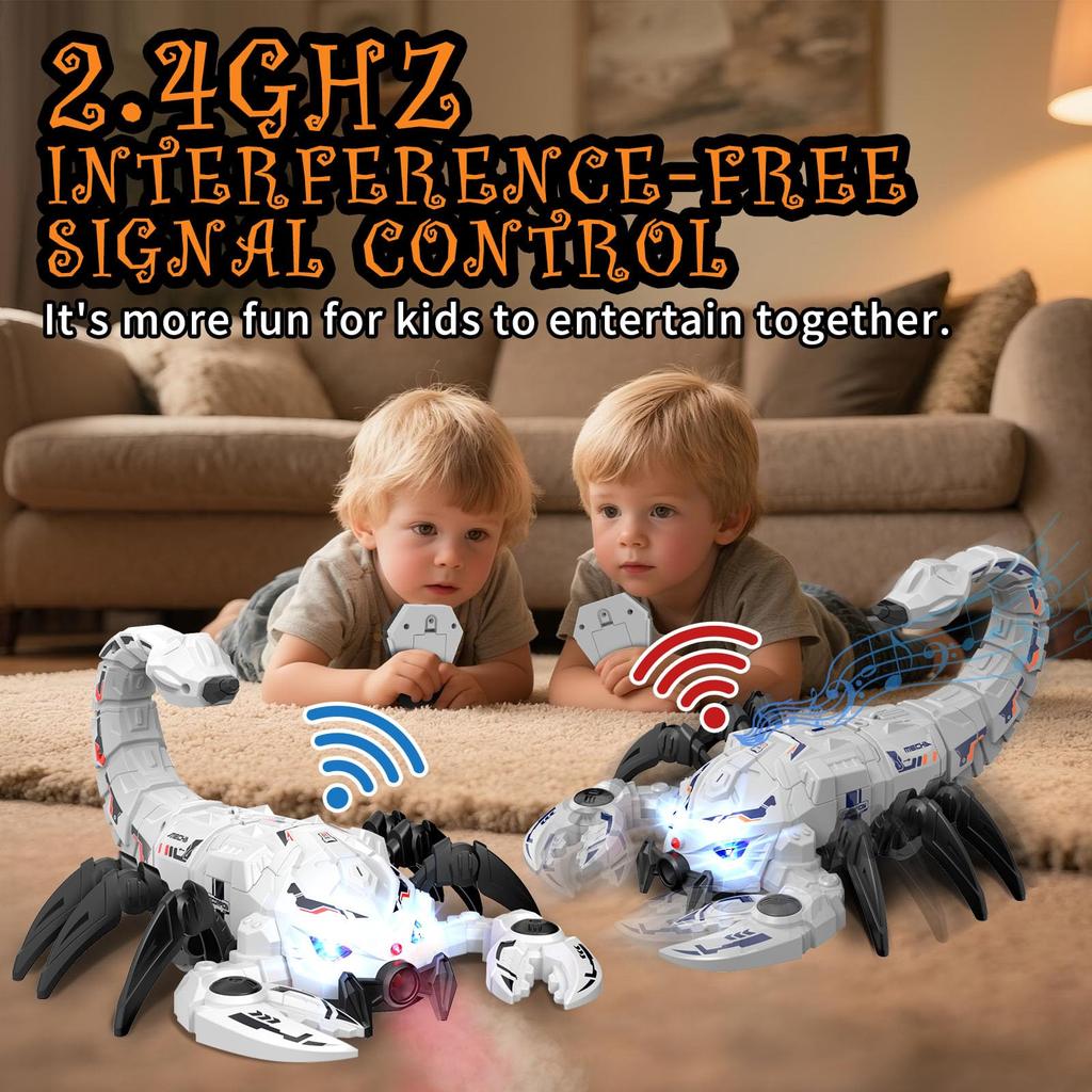 RC Scorpion Toy Music Function 2.4GHz White, Interference-Free Control, Family Fun Gathering