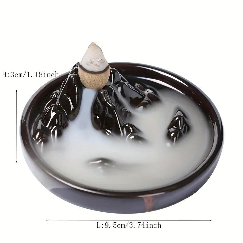 1pc Incense Burner Ceramic Alpine Flow Water Inverted Incense Burner Creative Backflow Incense Burner Ornament Without Incense