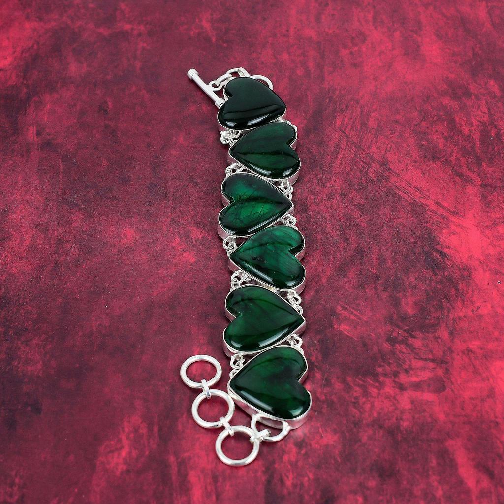 Green Flash Labradorite Bracelet, 925 Solid Sterling Silver Jewelry, Amazing Gemstone Bracelet, Handmade Jewelry, Bracelet Gift For her