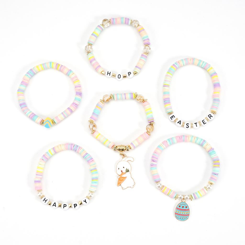 Easter Colorful Beads Bunny Pendant Bracelet Accessories for Girls