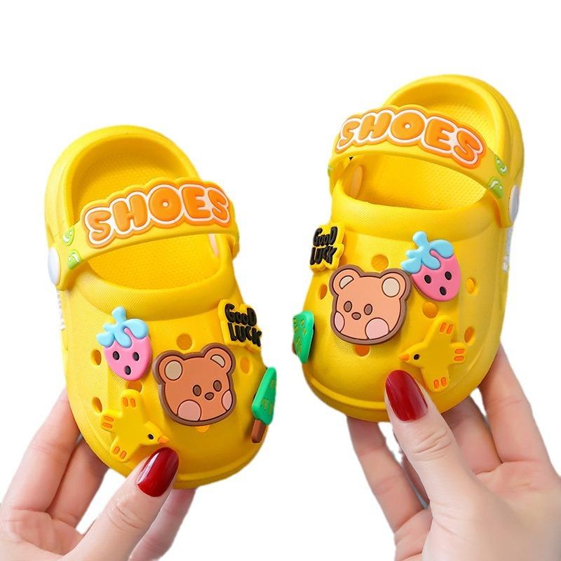Children's Slippers Summer Girls Baby Indoor Soft Sole Non-Slip Cartoon Cute Sandals Boys Beach Hole Sandals