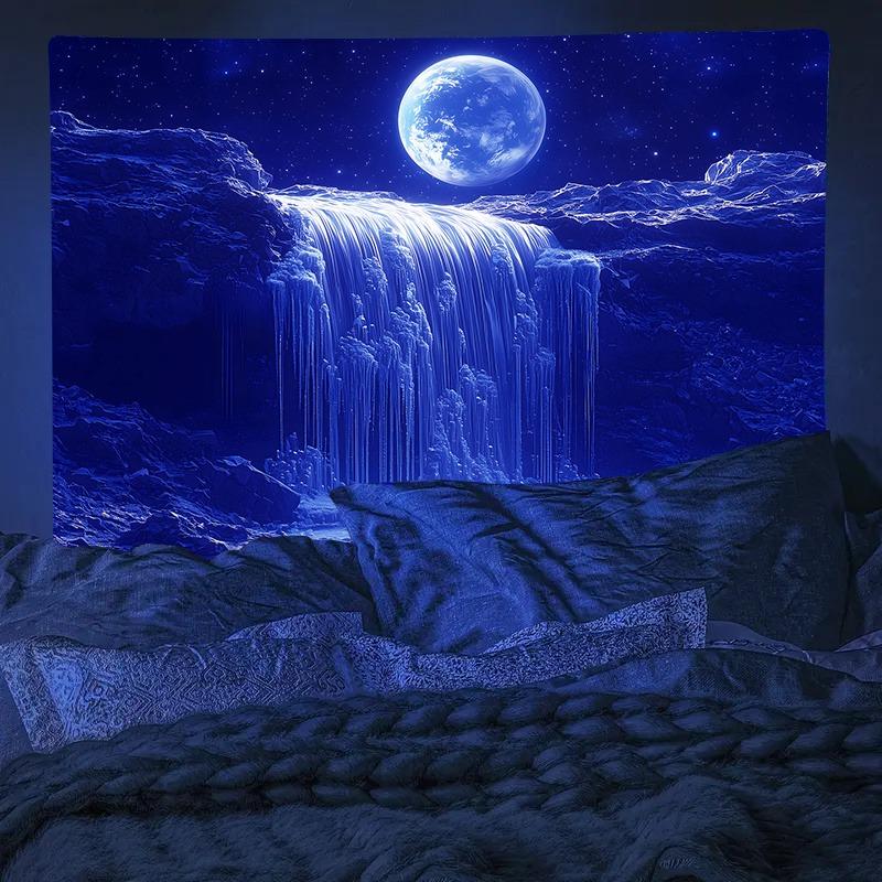 Ultraviolet Milky Way Galaxy Luminous Tapestry, Indoor Mood Create Atmosphere, Psychedelic Luminous Art, Bedroom Decoration