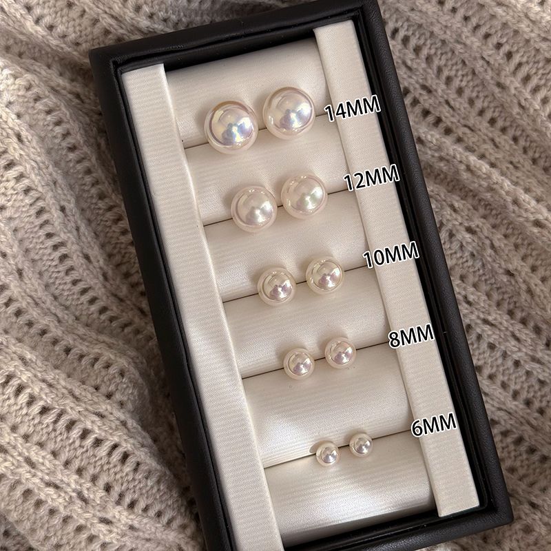 

Silver Pearl Earrings Female 2025 New Arrival Hot-Selling Earrings Accessible Luxury Fancy Dignified Generous Style Easiest for Match Earrings Round pink 6mm-Silver Needle