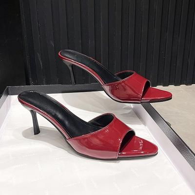 Mode Lackleder High Heel Cool Mopping Sommer Neu Spitzschuh Open Toe Oberbekleidung Rutschfest Abriebfest Zehentrenner