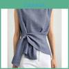 Polyester Sleeveless Tiefront Blouse For Casual Women Summer Fashion