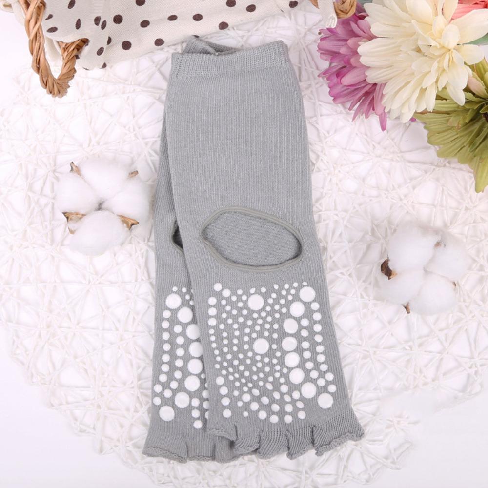 Cotton Hosiery Sport Five Finger Socks Adhesive Anti Slip Particles Short Cotton Socks  Girls