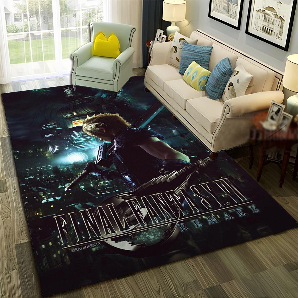 3D Final Fantasy Spiel Gamer FF14 HD Teppich für Zuhause Wohnzimmer Schlafzimmer Sofa Fußmatte Dekor, Kinderbereich Teppich Rutschfeste Bodenmatte