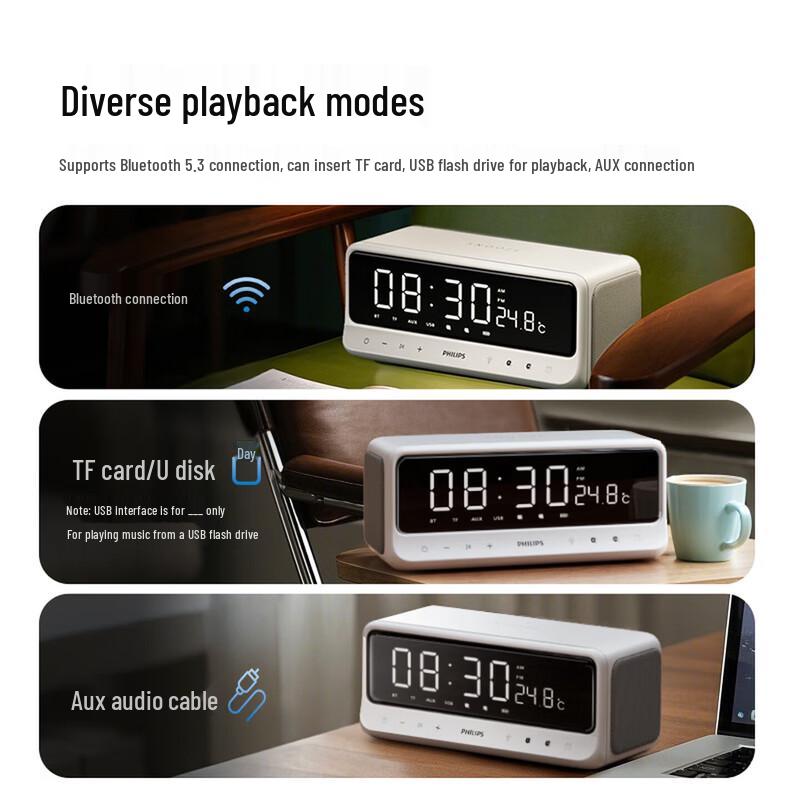 Philips TAS3609 Bluetooth Speaker with Alarm Clock (CN Version)