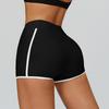 Women's High Waist Yoga Shorts Slim Fit Stretchy Athletic Running Workout Gym Shorts with Contrast Trim for Fitness Training