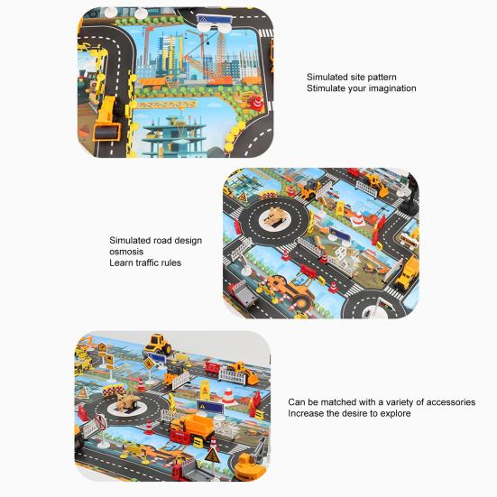 Game Mat Identify Ability Vivid Fabric Urban Construction Engineering Small Map Toy for Kids