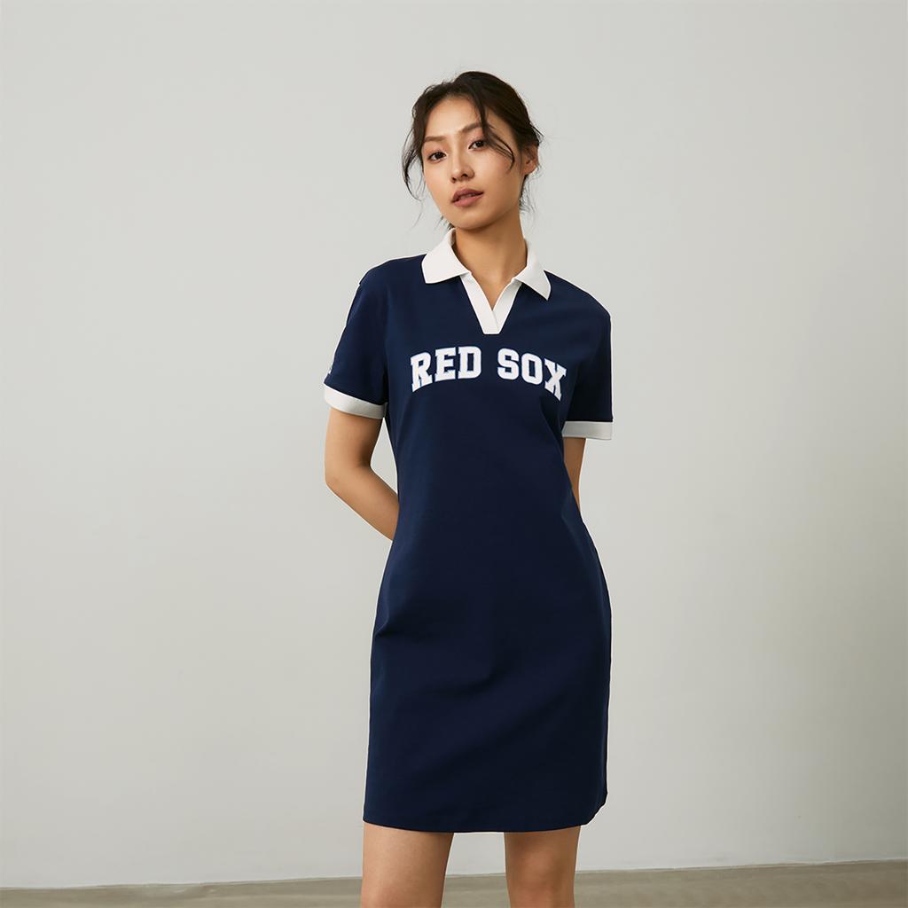New MLB Short Sleeved Dresses Women's Marine Blue 3FOPV0143-43NYS