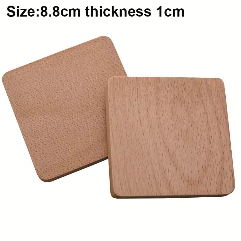 New Wood Coasters Square Round Durable Heat Resistant Tea Coffee Cup Pad 8.8cm Bowl Teapot Holder