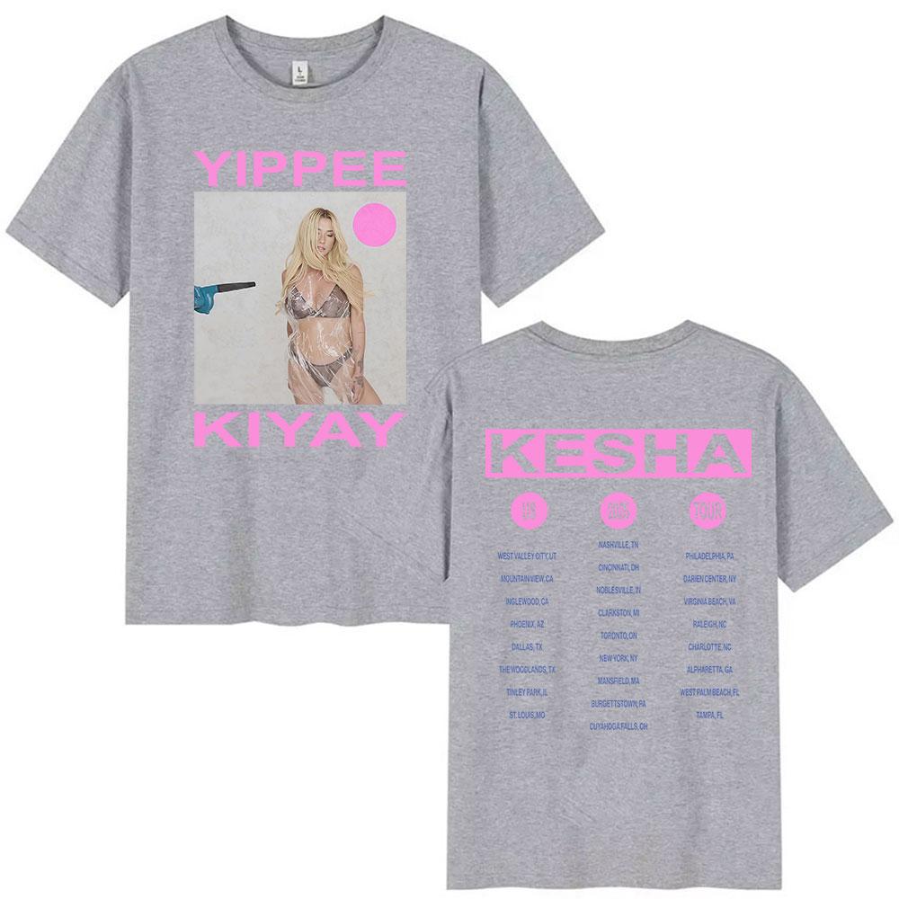 Kesha Yippee Kiyay Tour 2025 T Shirt Unisex Women Aesthetic Fashion Short Sleeve Tshirts Casual Retro High Quality Cotton Tshirt