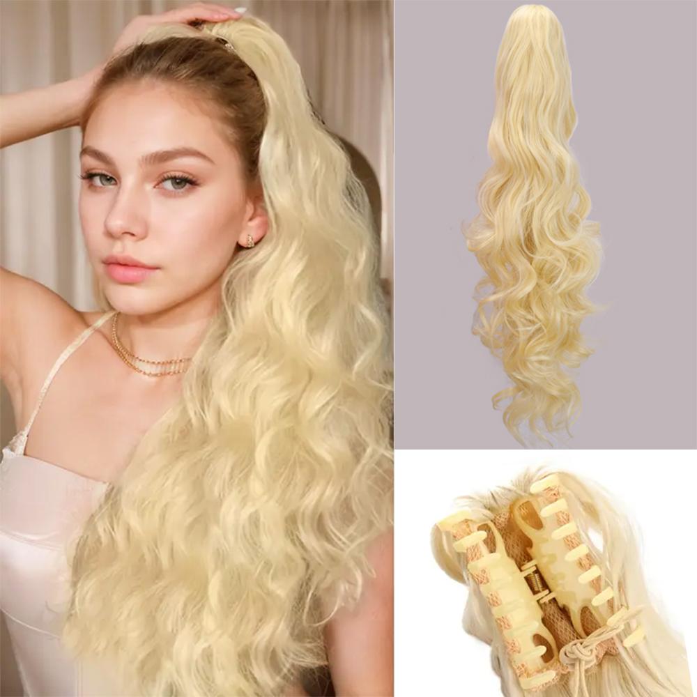 

LISI HAIR Synthetic Claw In Thick Drawstring Ponytail Extensions Long Wavy Ponytails Hairpieces For Women Daily Wear 65cm