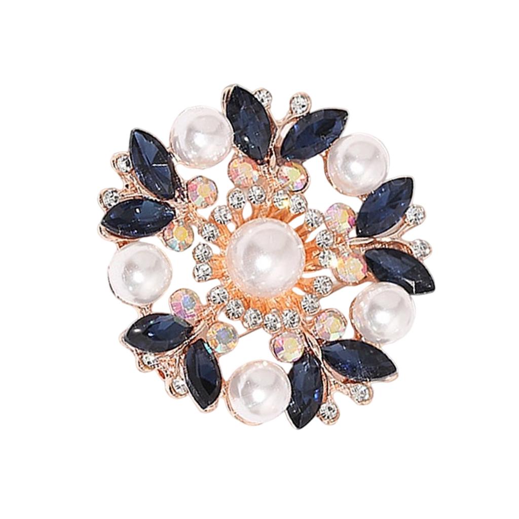Elegant Crystal Pearl Flower Brooch For Women Vintage Rhinestone Scarf Pin Multi Purpose Jewelry Gift