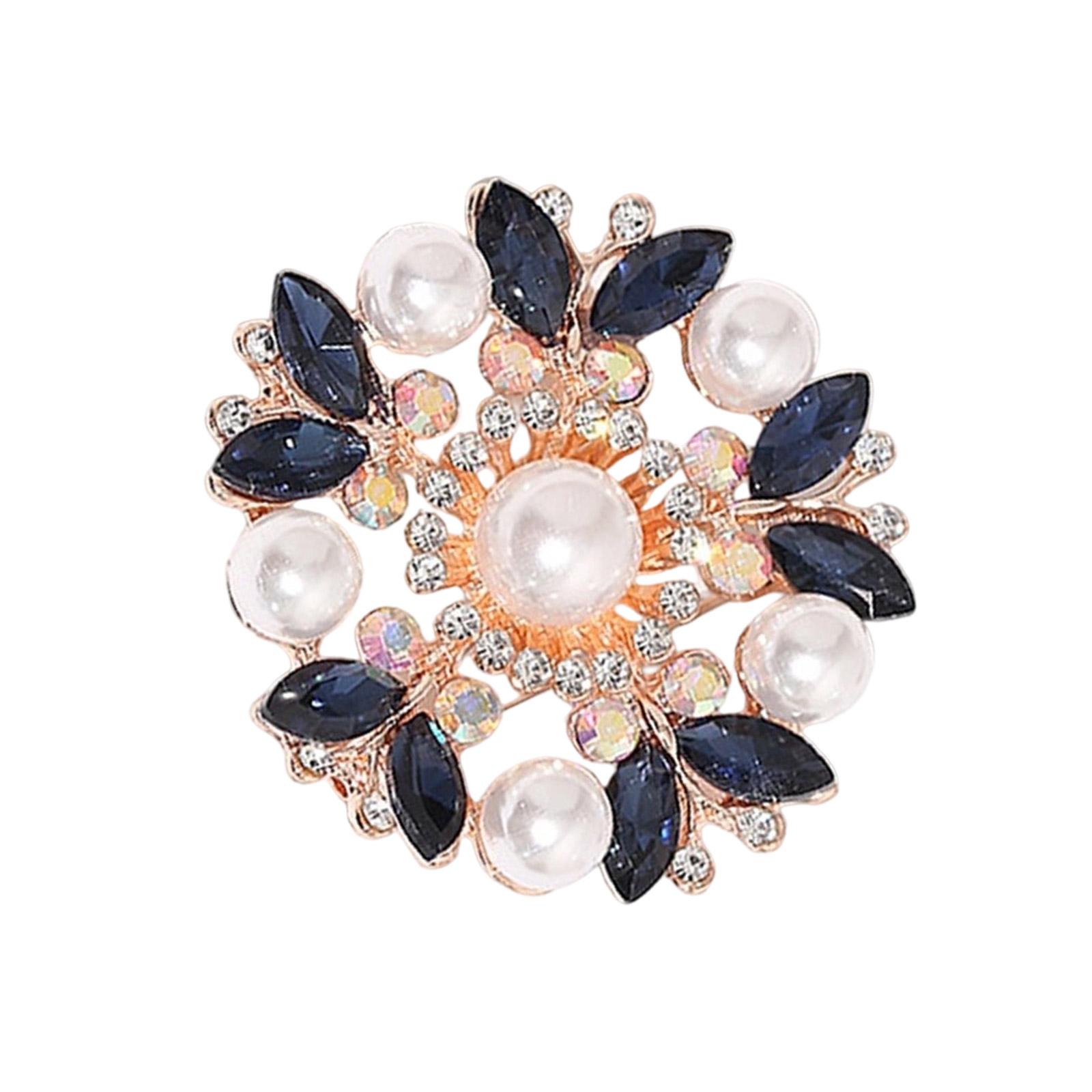 

Elegant Crystal Pearl Flower Brooch For Women Vintage Rhinestone Scarf Pin Multi Purpose Jewelry Gift