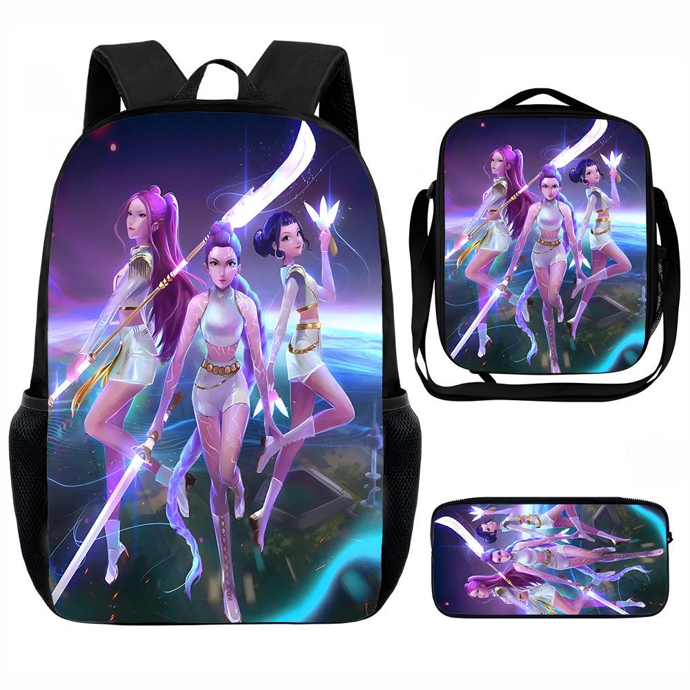 K-Pop Print 3-Piece Set: Instagram-Style Large-Capacity Student Backpack for Girls