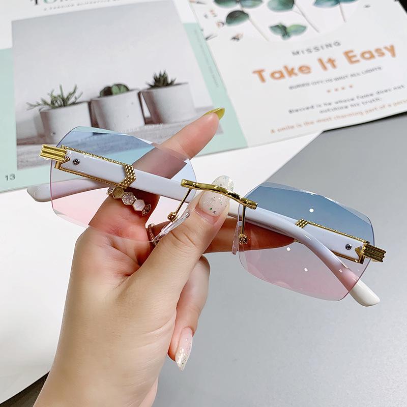 Mote kantløse cut-edge solbriller kvinne rosa utendørs menn solbriller