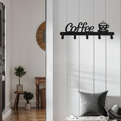 1pc Metal Coffee Mug Rack for Wall: Stylish Wall Mounted Holder with Coffee Cup Hooks and Versatile Coat Hangers