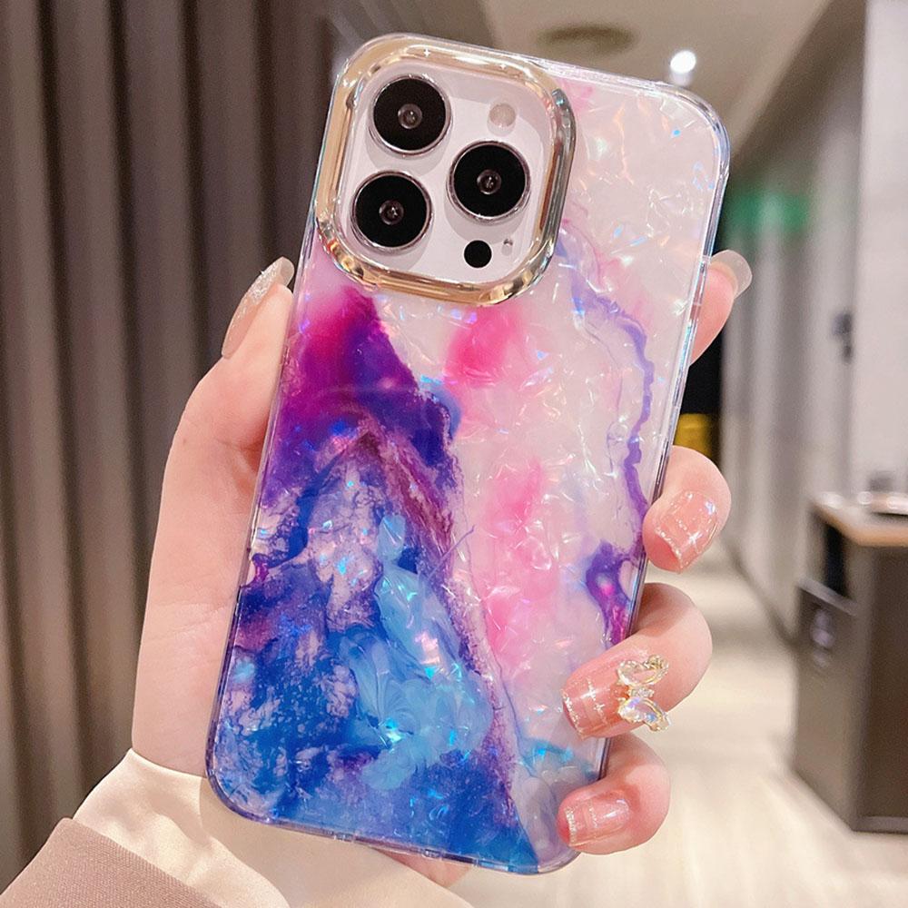 

For iPhone 15 Pro Max Case IMD Marble Shell Pattern TPU+PC Phone Cover Style 8