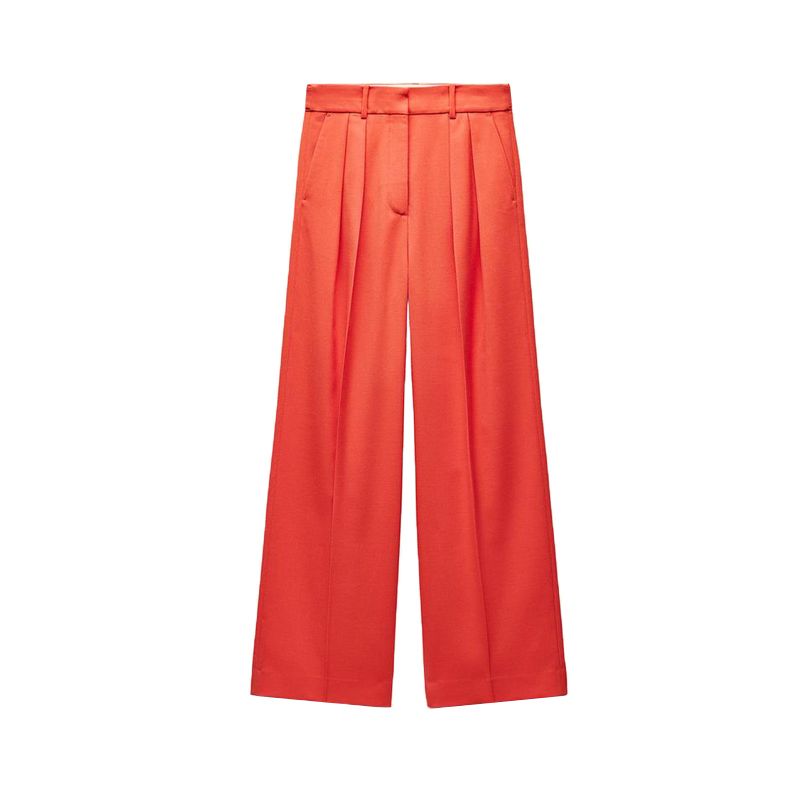 

Spring New Women s Clothing Work Clothing Wind Waist Elegant Simple and Fashionable Casual Long Pleated Pants 2195677 Orange L