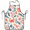 1pc Seafood Crab Shrimp Shell Print Apron with Crab & Shrimp, Adjustable Waistband, Durable Easy-Clean Polyester Suitable for Kitchen Cooking, Gardeni