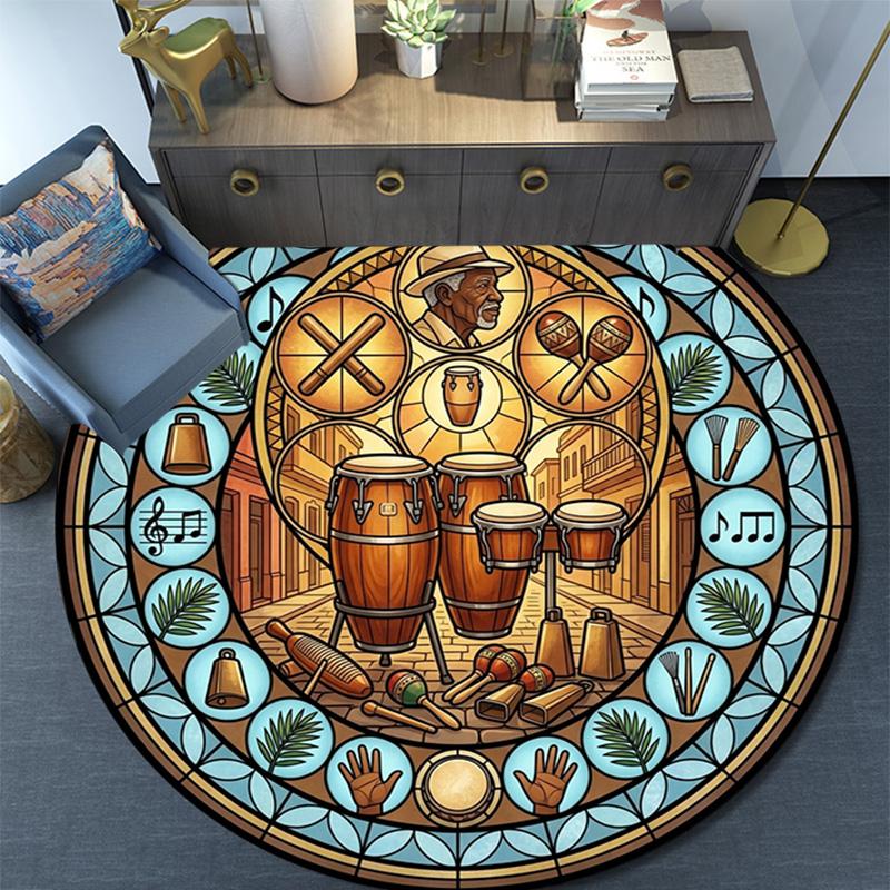 Musical Harmony Glass Round Area Rug Under Office Chairs Bedroom Living Room Home Decor