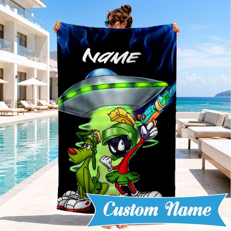 Custom Name Marvin Adventure Beach Towel Microfiber Beach Towel, Lightweight and Quick-Dry, for Summer Travel, Swimming Pool Gift