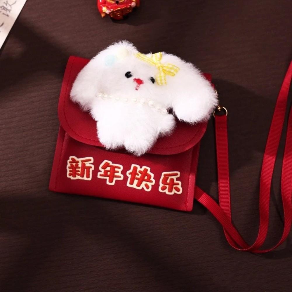 Cartoon New Year Red Envelope 3D Money Bag Practical PU Crossbody Bag Birthday Celebration