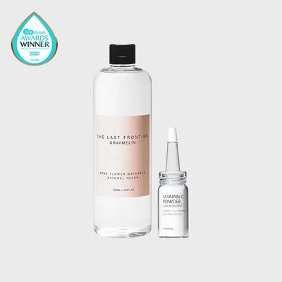 [Whitening/Wrinkle Improvement Functional] Rose Flower Water 85 Natural Toner 500ml + Vitamin C Powder 12g