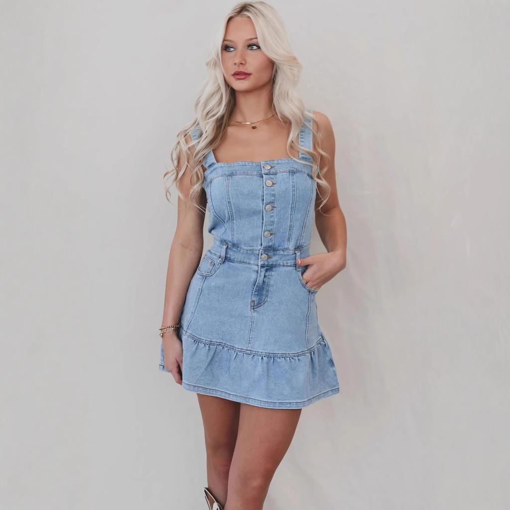 IHUASU Vestido Chic de Verano para Viajeras Halter Spice Girl Cowgirl
