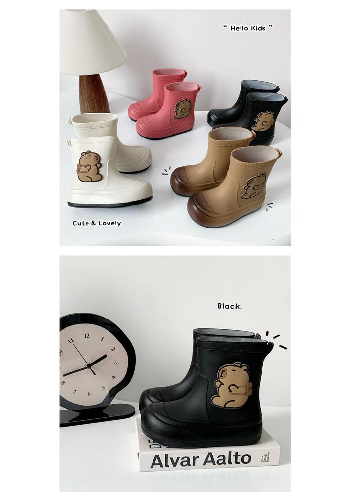 Capybara-Print Damen-Regenstiefel, knöchelhoch, rutschfest, wasserdicht